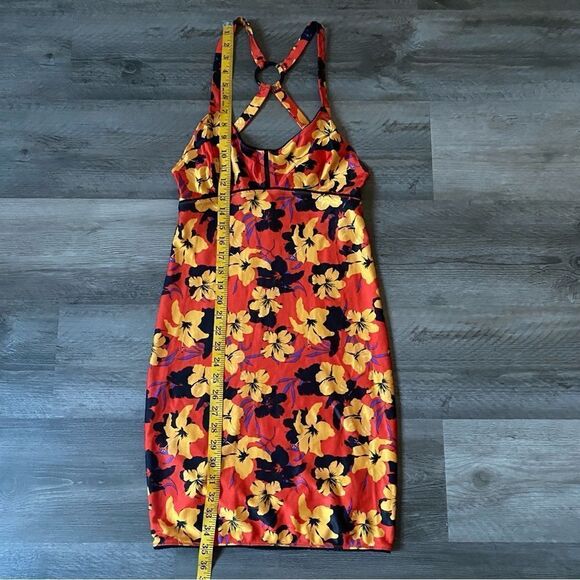 Urban Outfitters Racerback Bodycon Dress Vibrant Hibiscus Floral Bright Small - Picture 10 of 11